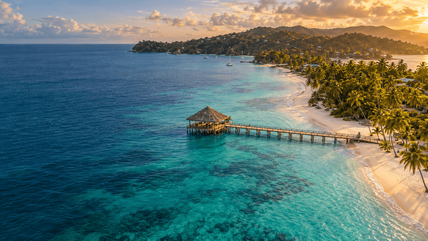 Tobago-inspired coastal scene